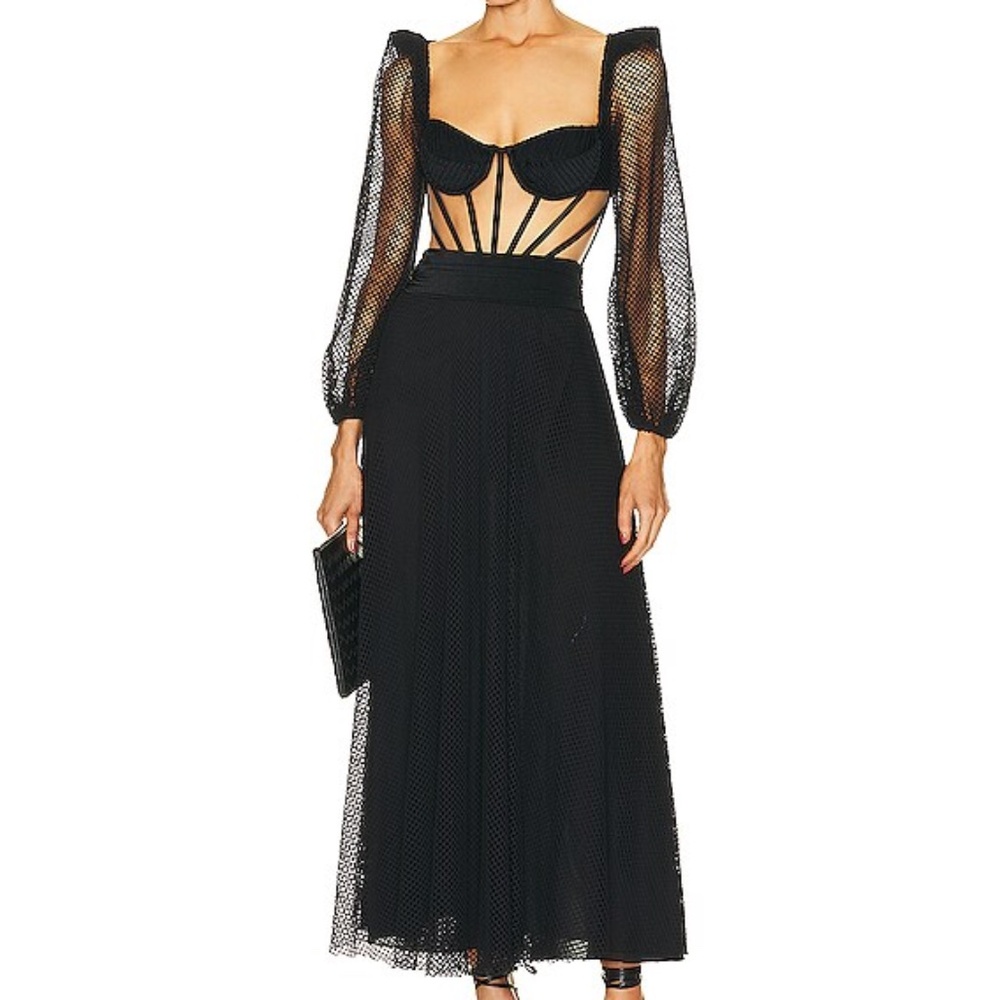 PatBO Monstera Bustier Netted Beach Dress